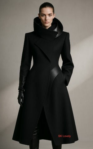 Manteau noir Visionnaire Laine premium  Satiné