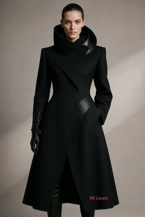 Manteau noir Visionnaire Laine premium  Satiné